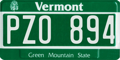 VT license plate PZO894