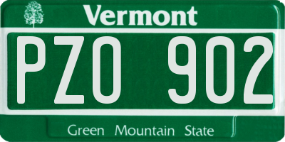 VT license plate PZO902