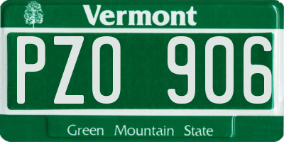 VT license plate PZO906