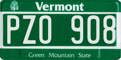 VT license plate PZO908