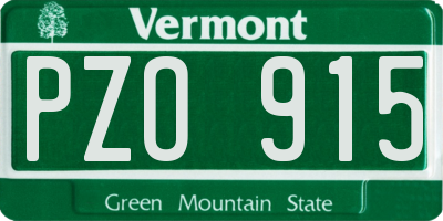 VT license plate PZO915