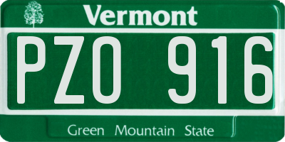 VT license plate PZO916