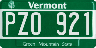 VT license plate PZO921