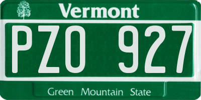 VT license plate PZO927