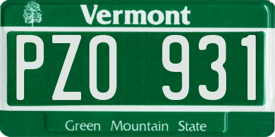 VT license plate PZO931