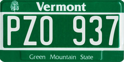 VT license plate PZO937