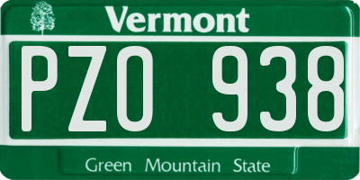 VT license plate PZO938