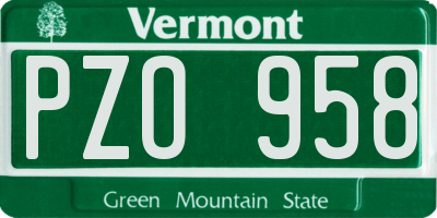 VT license plate PZO958