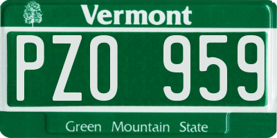 VT license plate PZO959