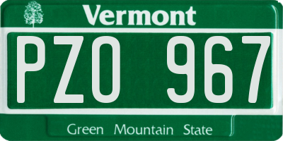 VT license plate PZO967