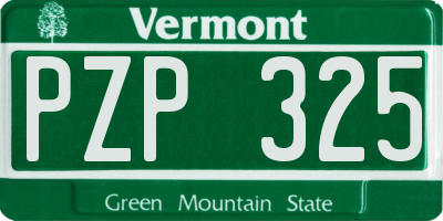 VT license plate PZP325
