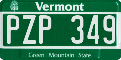 VT license plate PZP349