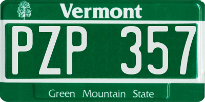 VT license plate PZP357