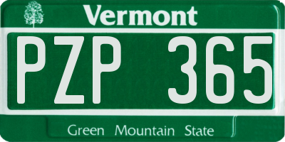 VT license plate PZP365