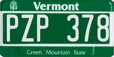 VT license plate PZP378