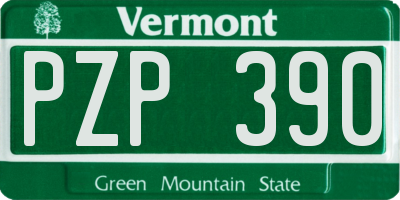 VT license plate PZP390