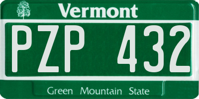 VT license plate PZP432
