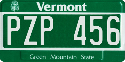 VT license plate PZP456