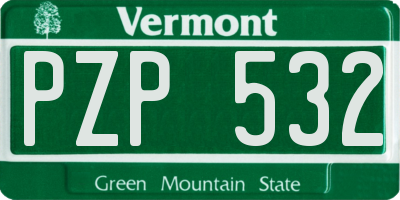 VT license plate PZP532