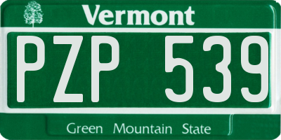 VT license plate PZP539