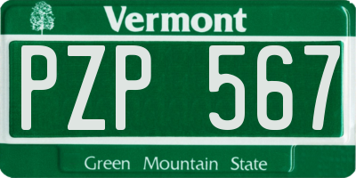 VT license plate PZP567
