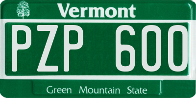 VT license plate PZP600