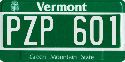 VT license plate PZP601