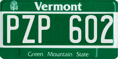 VT license plate PZP602
