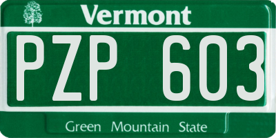 VT license plate PZP603