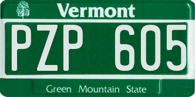 VT license plate PZP605