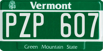 VT license plate PZP607