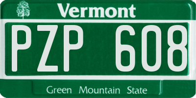 VT license plate PZP608