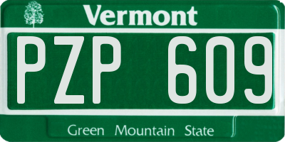 VT license plate PZP609