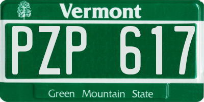 VT license plate PZP617