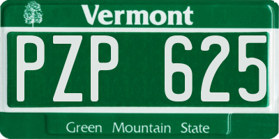 VT license plate PZP625