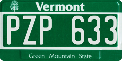 VT license plate PZP633