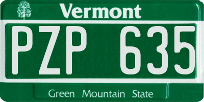 VT license plate PZP635