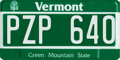 VT license plate PZP640
