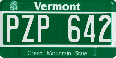 VT license plate PZP642