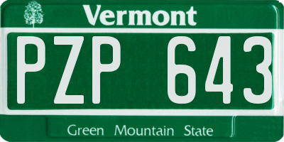 VT license plate PZP643