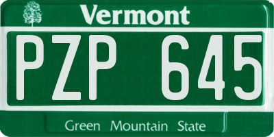 VT license plate PZP645