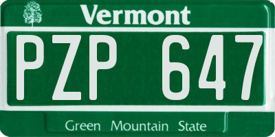 VT license plate PZP647