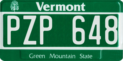 VT license plate PZP648