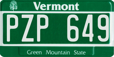 VT license plate PZP649