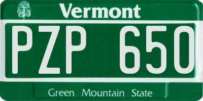 VT license plate PZP650