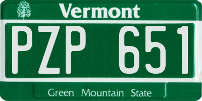 VT license plate PZP651