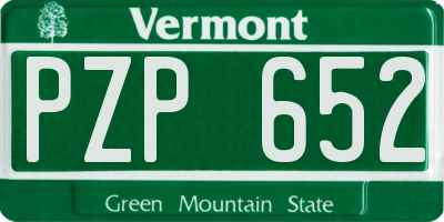 VT license plate PZP652