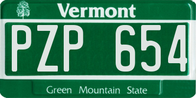 VT license plate PZP654