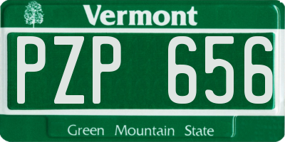 VT license plate PZP656