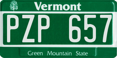 VT license plate PZP657